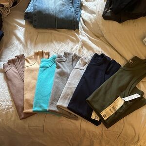 Halter neck soft ribbed tank tops - set of 7